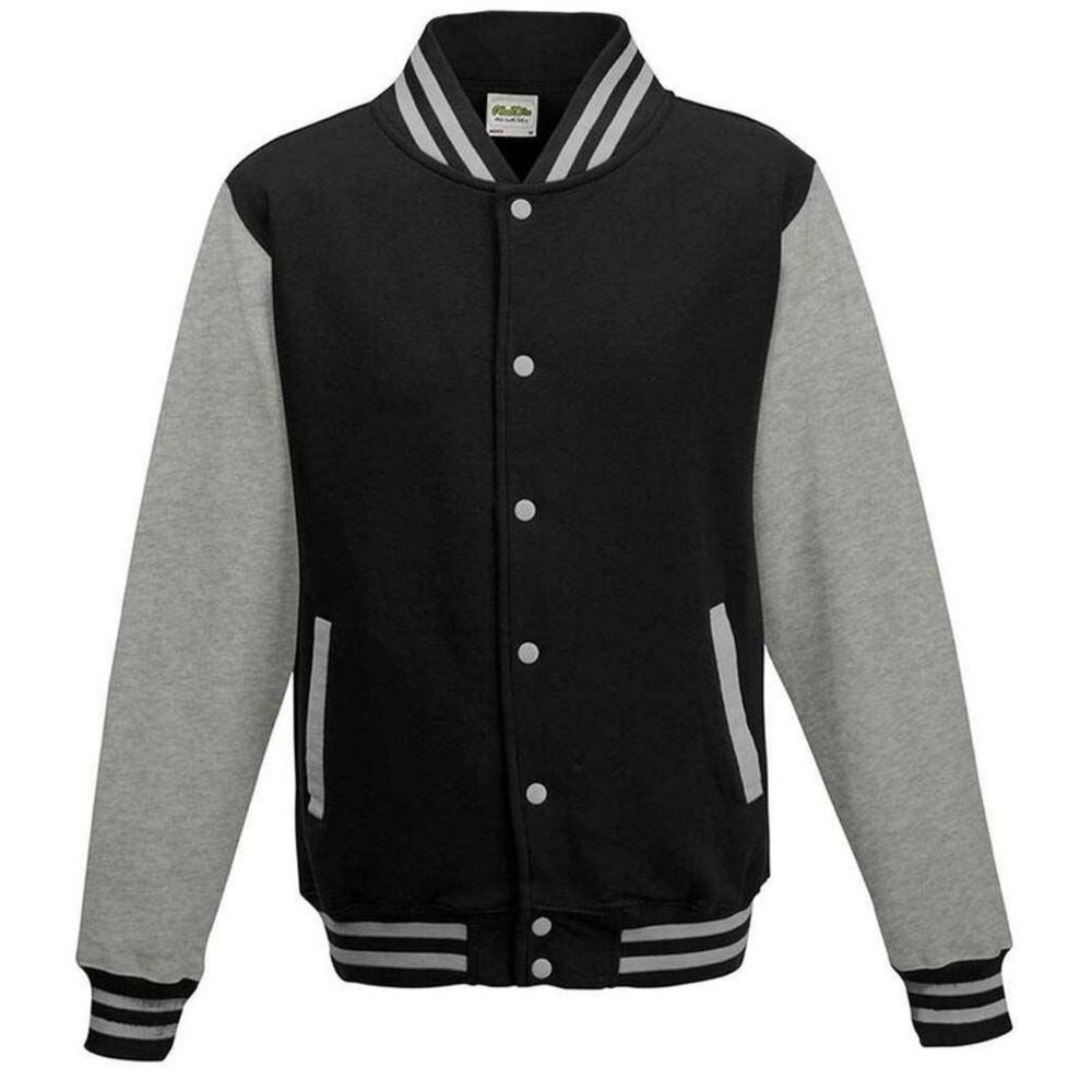 Awdis Unisex Varsity Jacket / Jet Black/Heather Grey